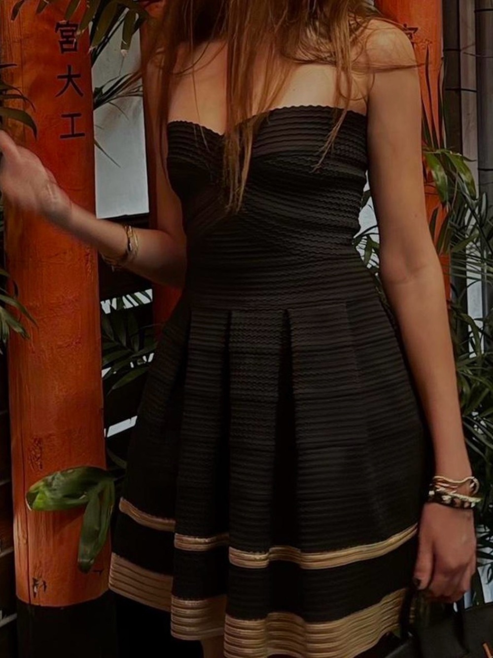 Black & Gold Bandage Dress